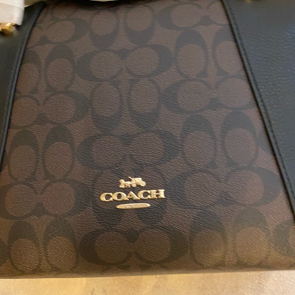 Coach Brown/black Signature Tote Satchel Gold Accents NWT - Picture 6 of 13